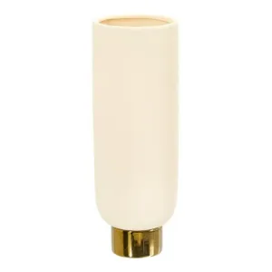 12.75" Elegance Ceramic Cylinder Vase with Gold Accents