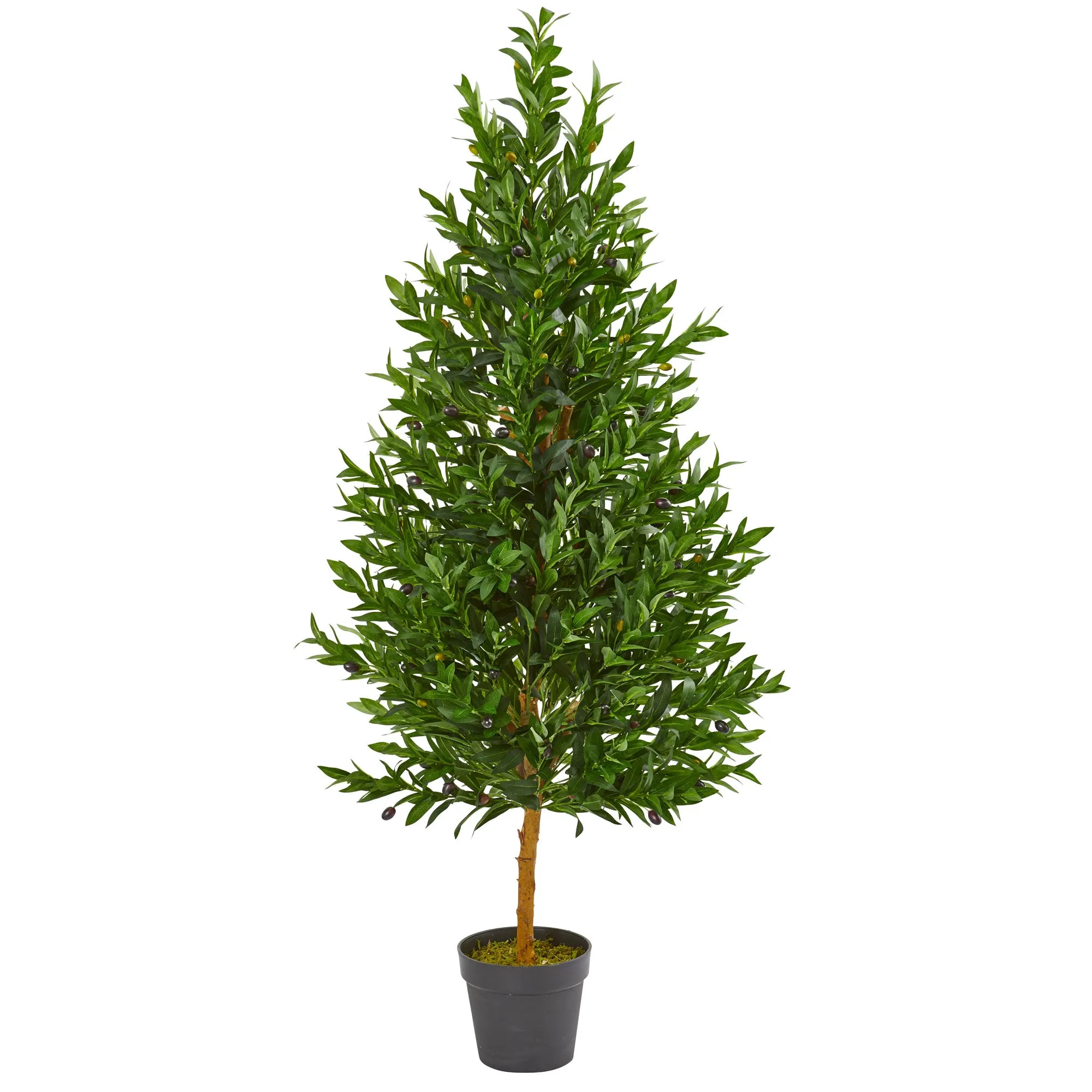 4.5' Artificial Olive Cone Topiary Tree UV Resistant (Indoor/Outdoor) - Low Maintenance, Life-Like & Vibrant Silk Trees For Busy People.