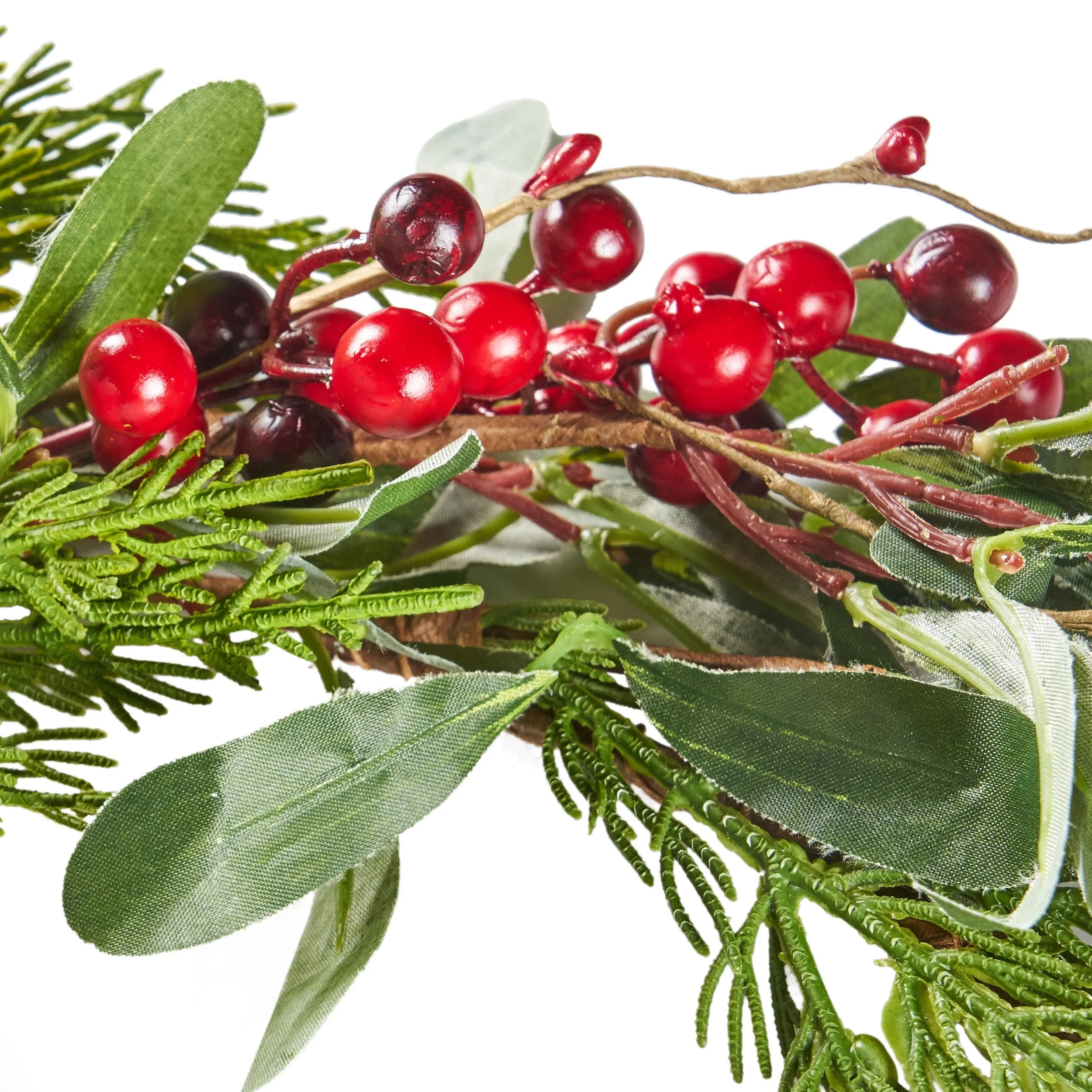 6-Foot Artificial Olive Leaf Garland with Red Berries - NH270413