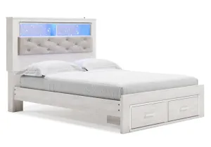 Altyra White Queen Bookcase Storage Bed