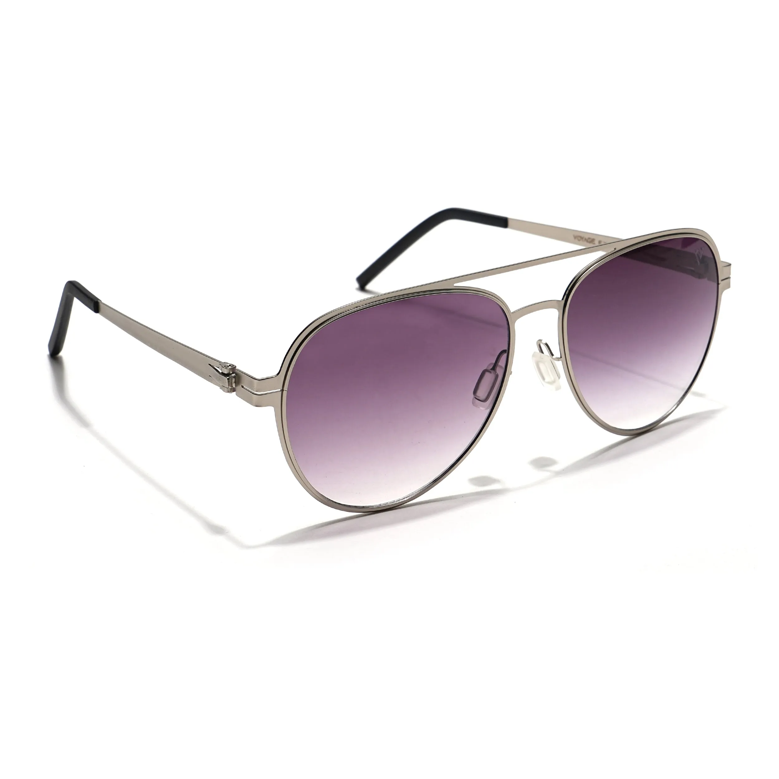 Aviator Sunglasses (Purple & Clear Lens | Silver Frame - MG5607)