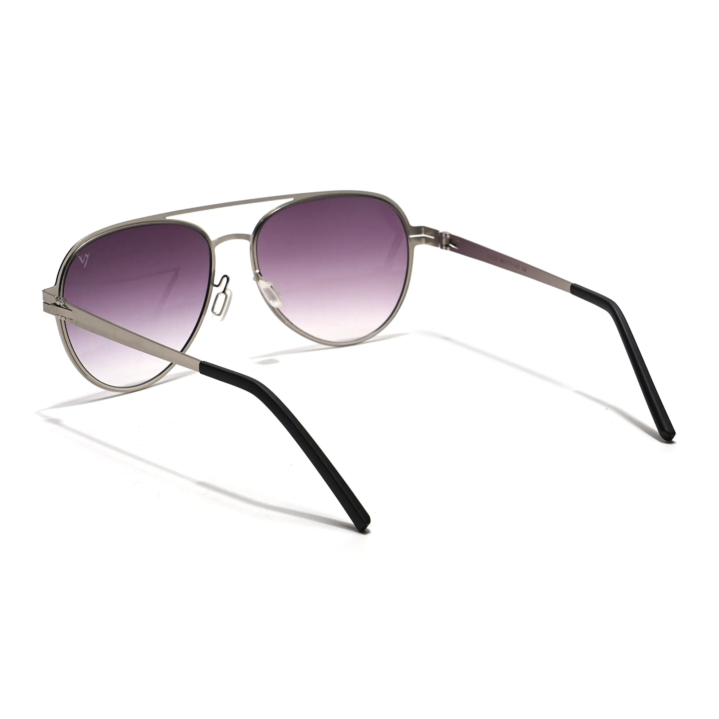 Aviator Sunglasses (Purple & Clear Lens | Silver Frame - MG5607)