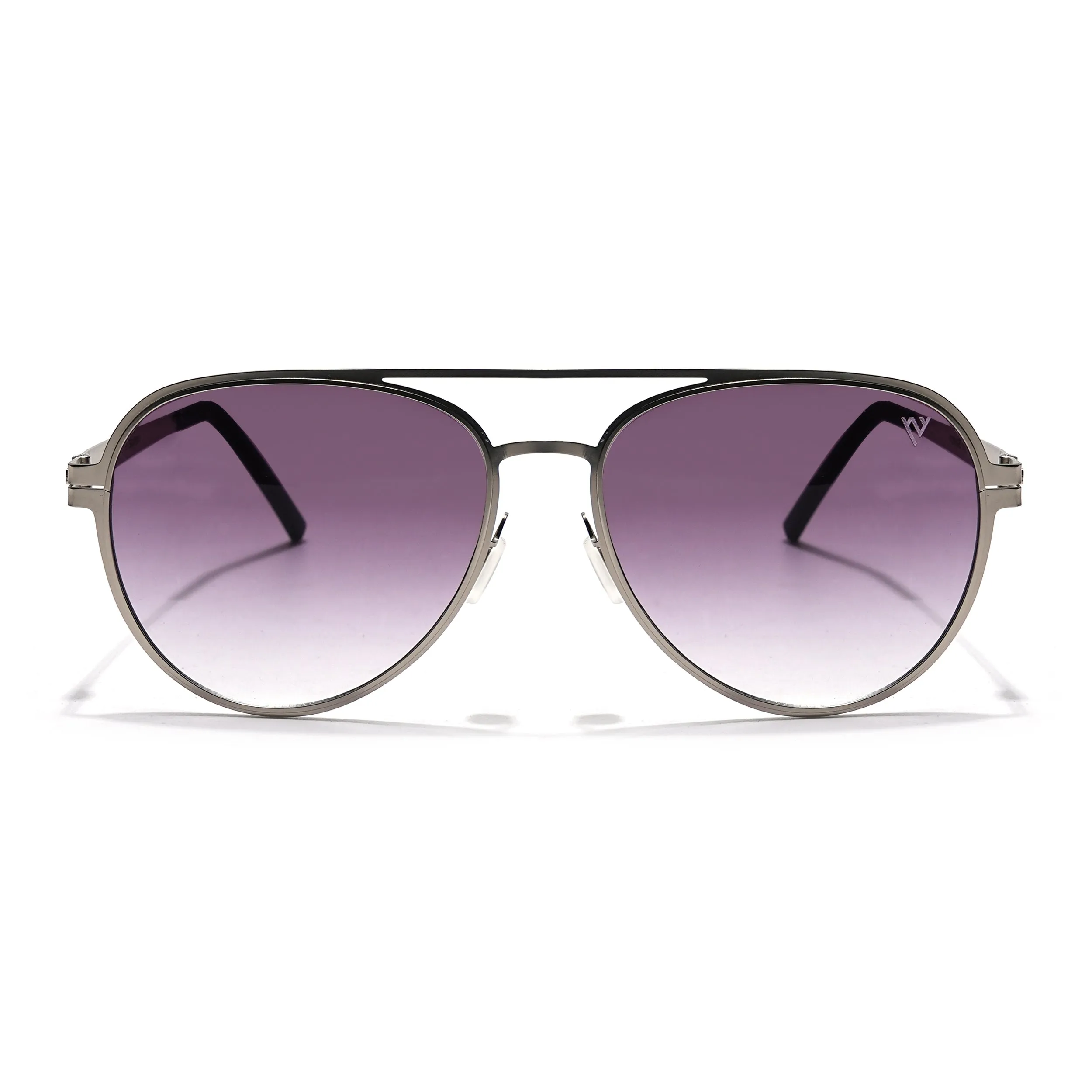 Aviator Sunglasses (Purple & Clear Lens | Silver Frame - MG5607)