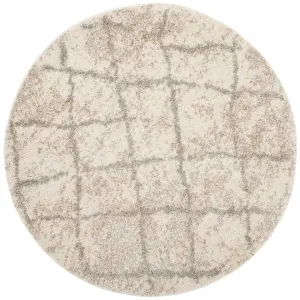 Berber Shag Cream/Light Gray Round Rug