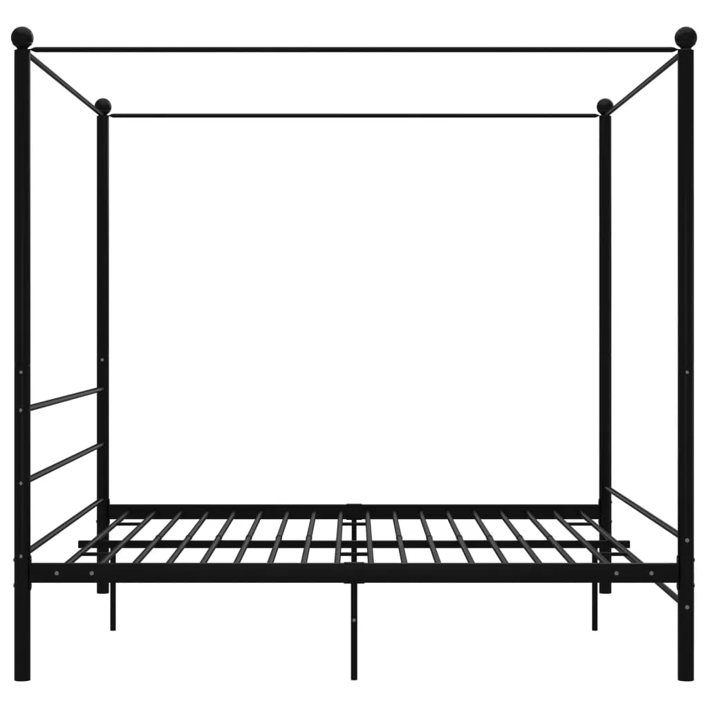 Canopy Bed Frame Black Metal 200x200 cm