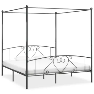 Canopy Bed Frame Grey Metal 6FT Super King