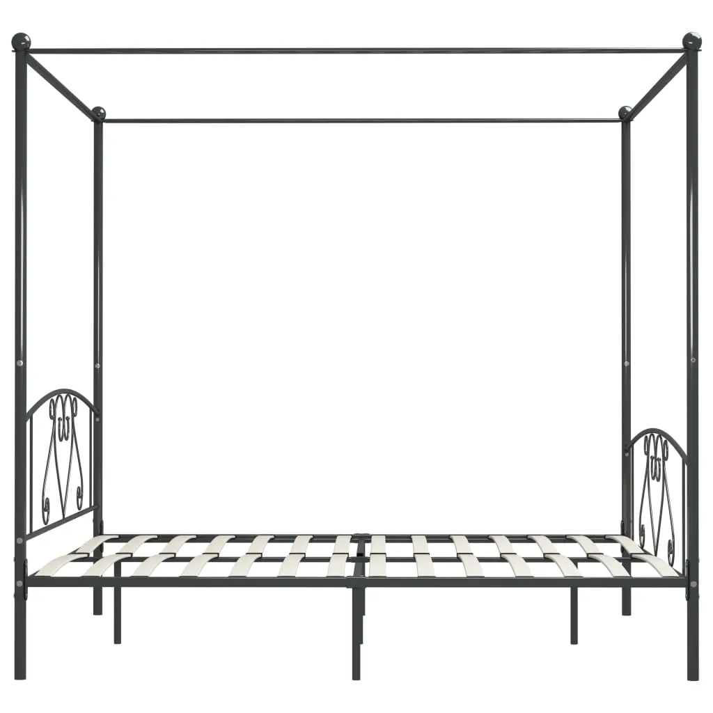 Canopy Bed Frame Grey Metal 6FT Super King