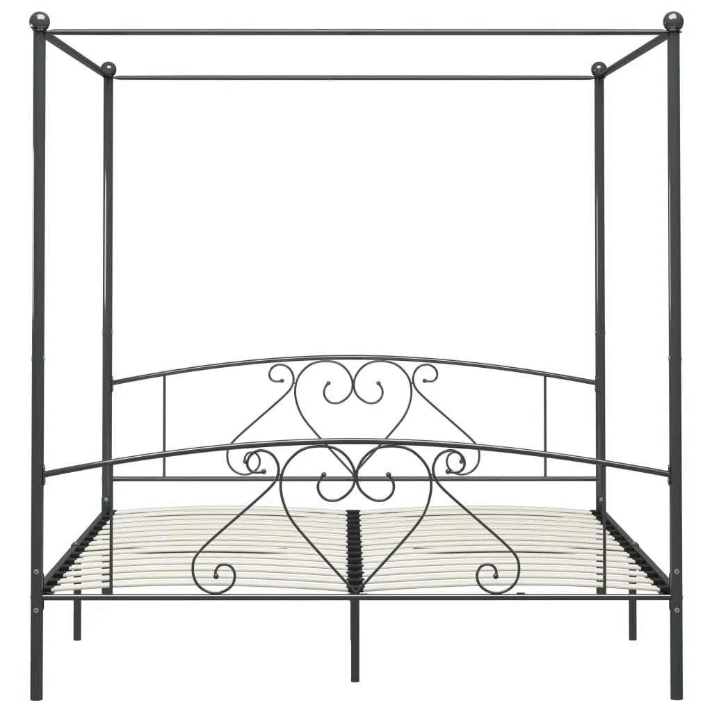 Canopy Bed Frame Grey Metal 6FT Super King