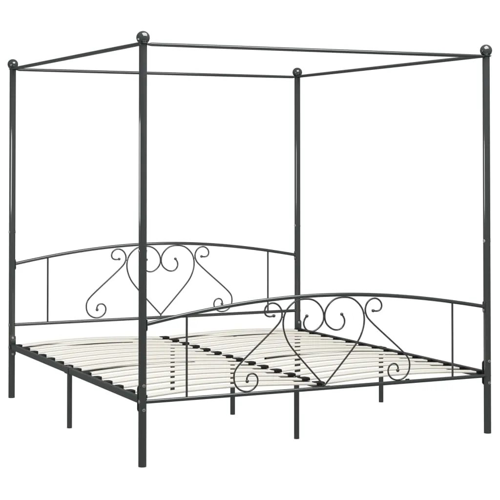 Canopy Bed Frame Grey Metal 6FT Super King