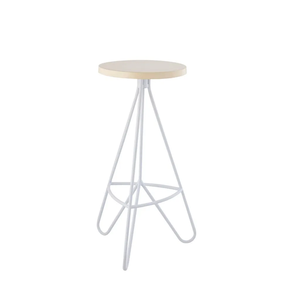 Chintaly 30" Modern Industiral Iron Tripod Backless Bar Stool