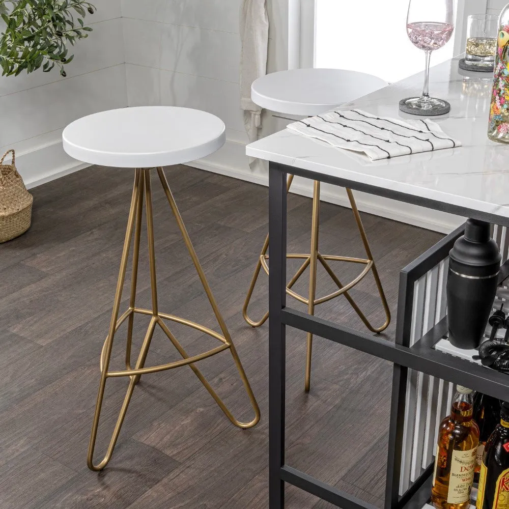 Chintaly 30" Modern Industiral Iron Tripod Backless Bar Stool