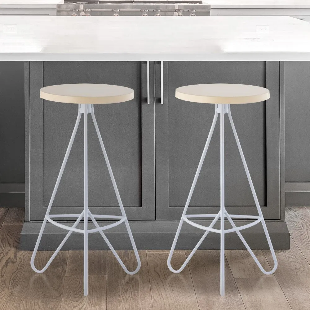 Chintaly 30" Modern Industiral Iron Tripod Backless Bar Stool