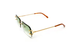 CLASSIC C 18KT Gold Rimless Frame, Gradient Green Rectangular Lenses