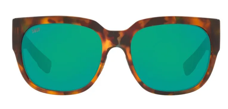 Costa Del Mar Womens WaterWoman Shiny Palm Tortoise Frame - Green Mirror 580 Glass Lens - Polarized Sunglasses