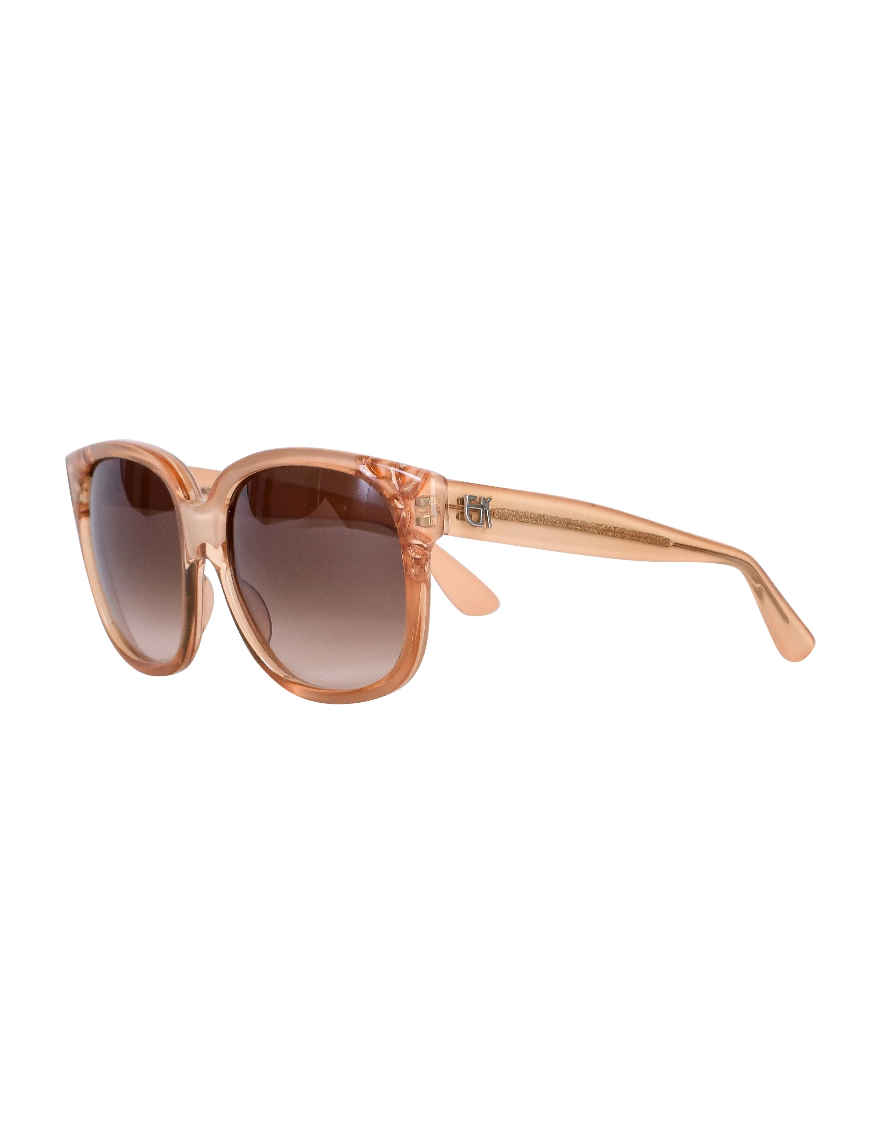 Emmanuelle Khanh Vintage Beige Amber Floral Inset Sunglasses