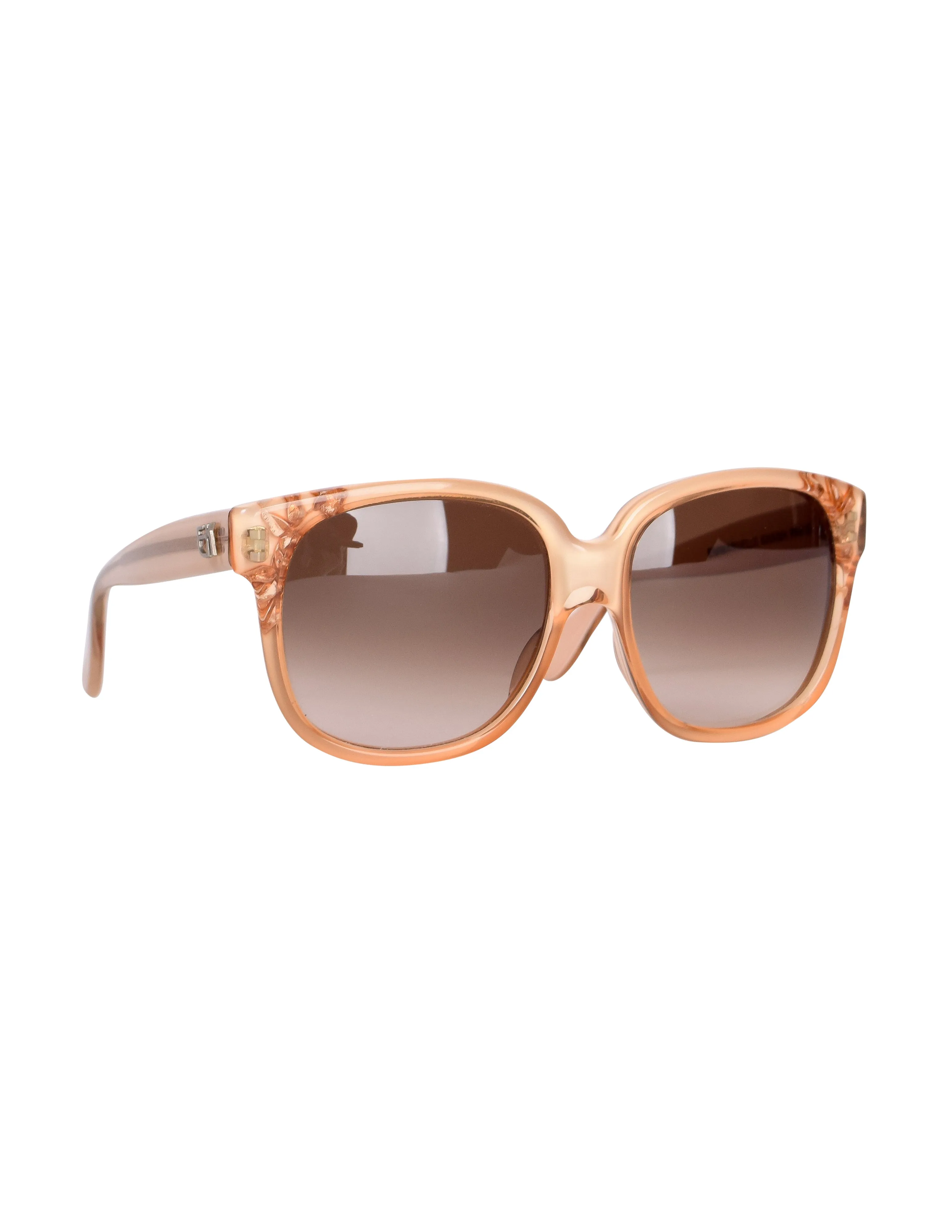 Emmanuelle Khanh Vintage Beige Amber Floral Inset Sunglasses