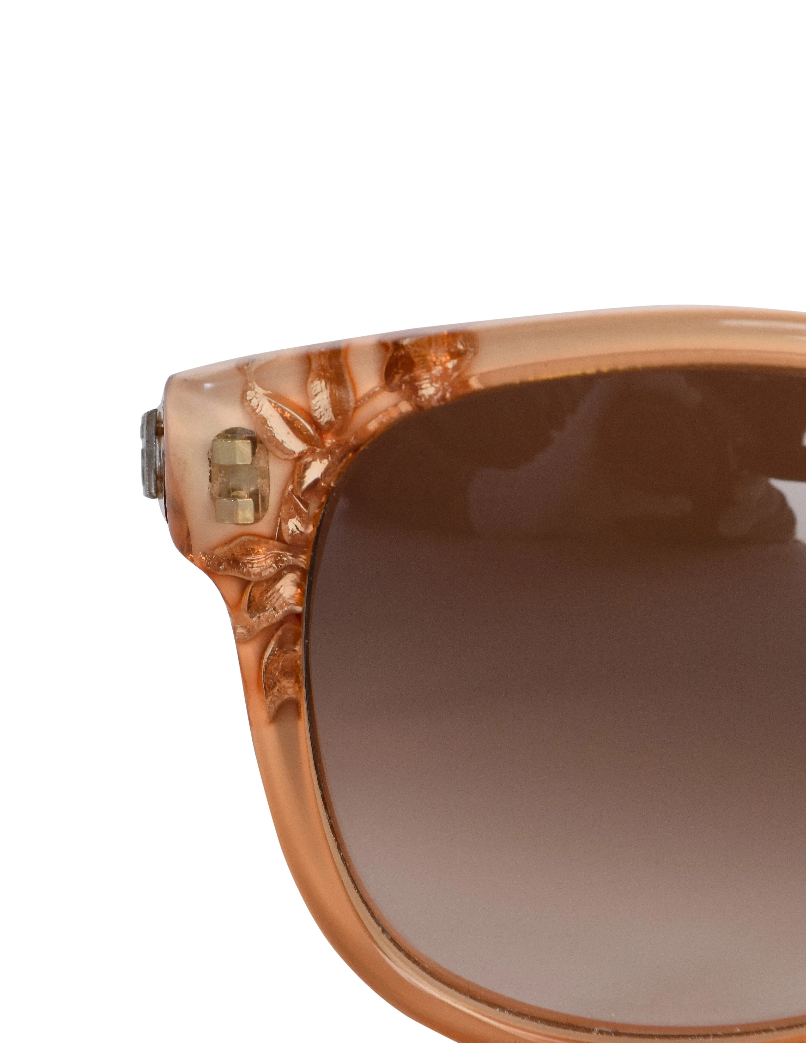 Emmanuelle Khanh Vintage Beige Amber Floral Inset Sunglasses