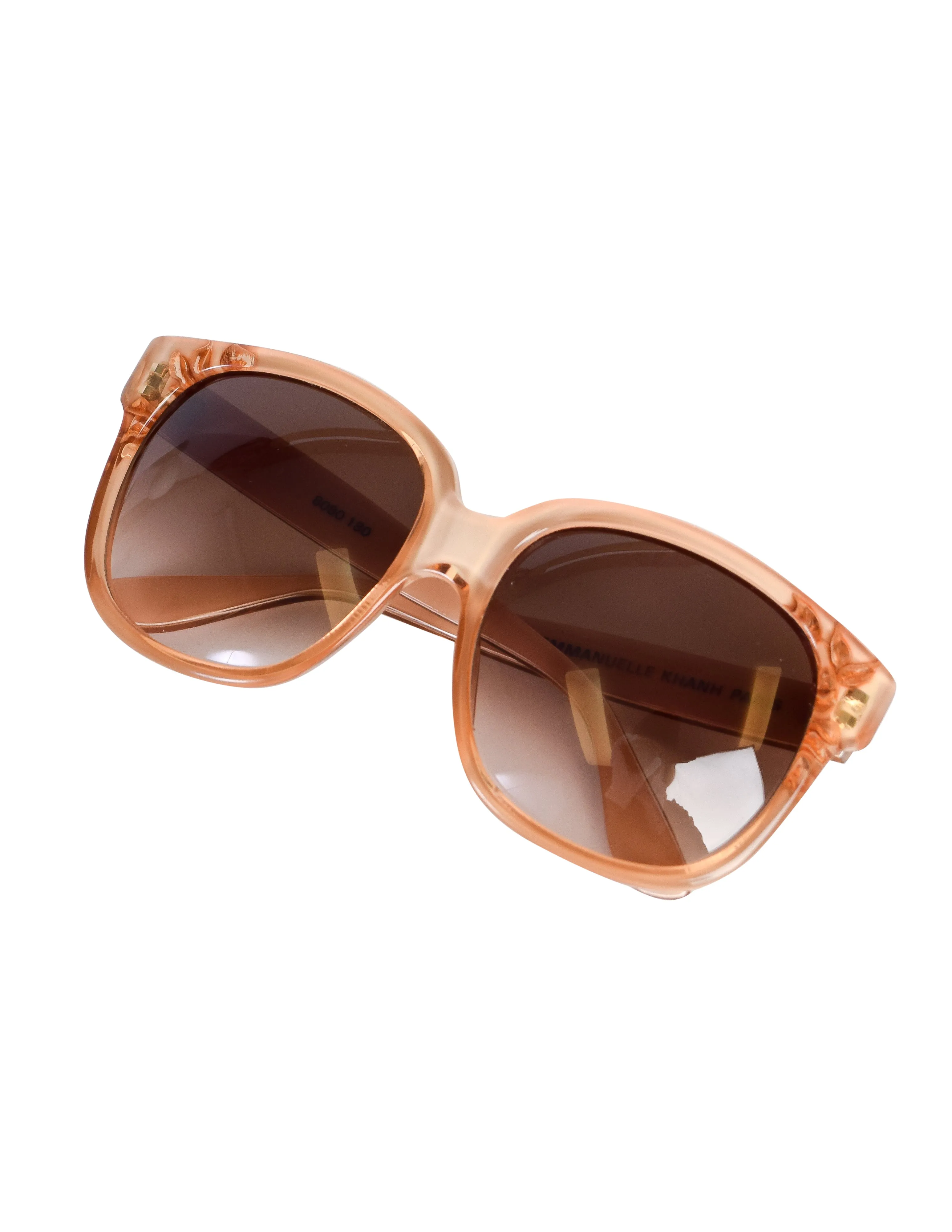 Emmanuelle Khanh Vintage Beige Amber Floral Inset Sunglasses