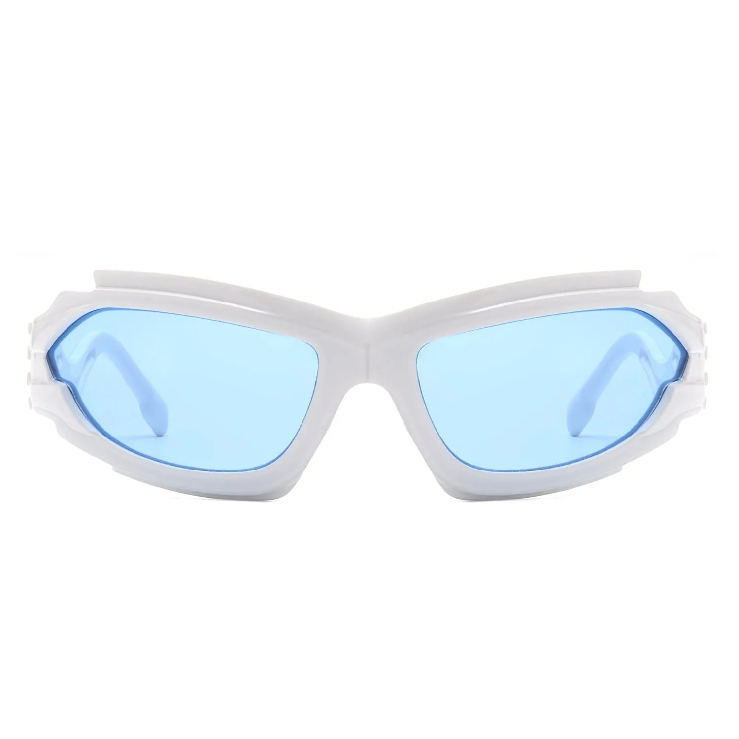 Fliyque - Geometric Rectangle Futuristic Wrap Around Sunglasses