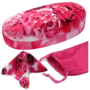 Floral Medium Sunglasses cases / Large Eyeglasses case with Pouch & Cloth (AS113 Peonies)