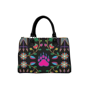 Geometric Floral Fall-Black Boston Handbag