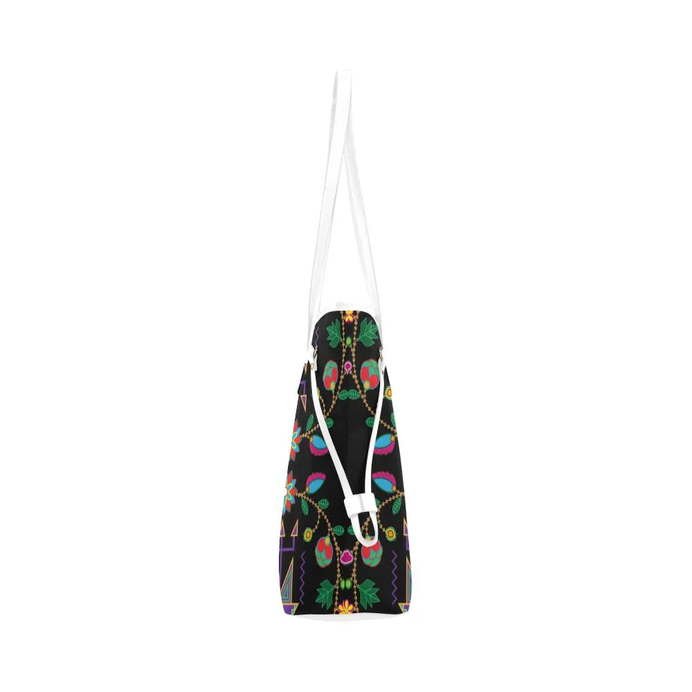 Geometric Floral Fall - Black Clover Canvas Tote Bag