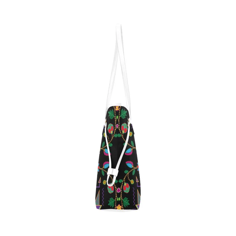 Geometric Floral Fall - Black Clover Canvas Tote Bag