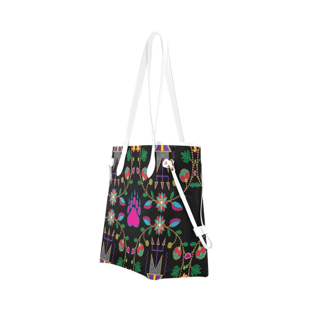 Geometric Floral Fall - Black Clover Canvas Tote Bag