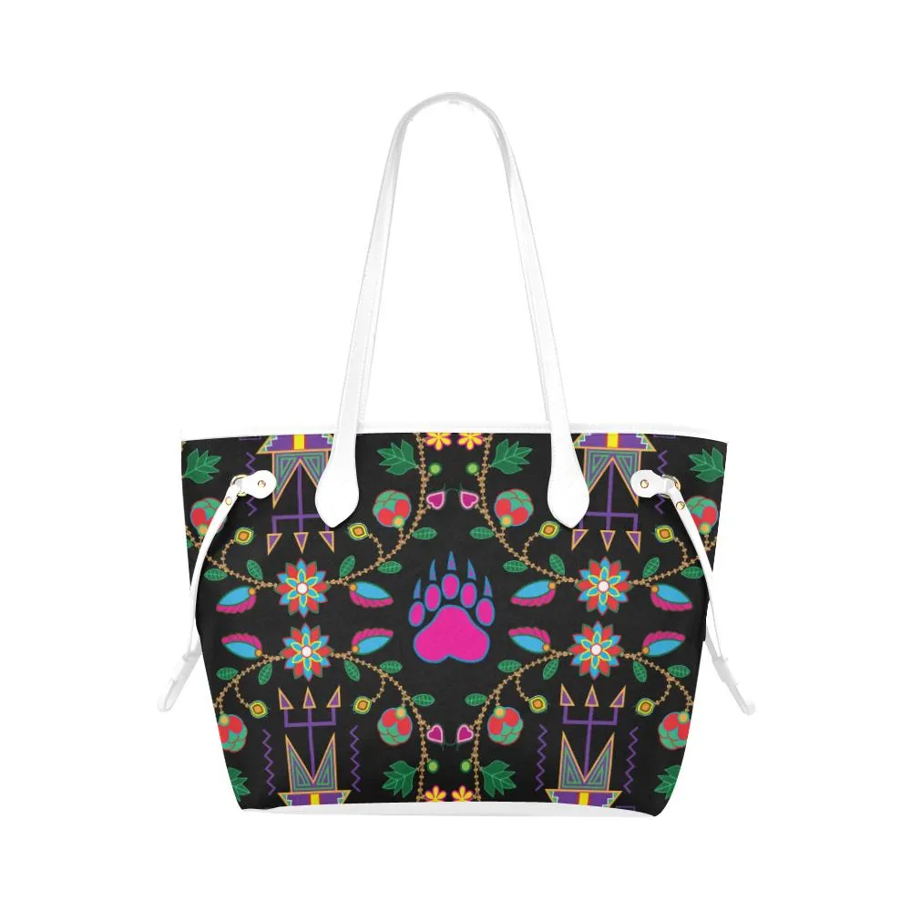 Geometric Floral Fall - Black Clover Canvas Tote Bag