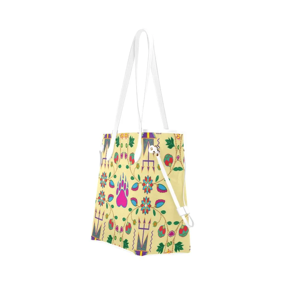 Geometric Floral Fall - Vanilla Clover Canvas Tote Bag