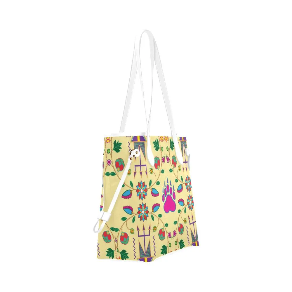 Geometric Floral Fall - Vanilla Clover Canvas Tote Bag