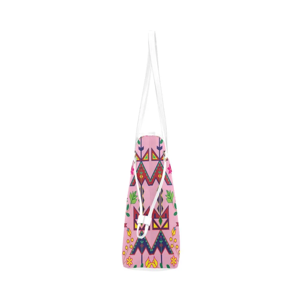 Geometric Floral Spring - Sunset Clover Canvas Tote Bag