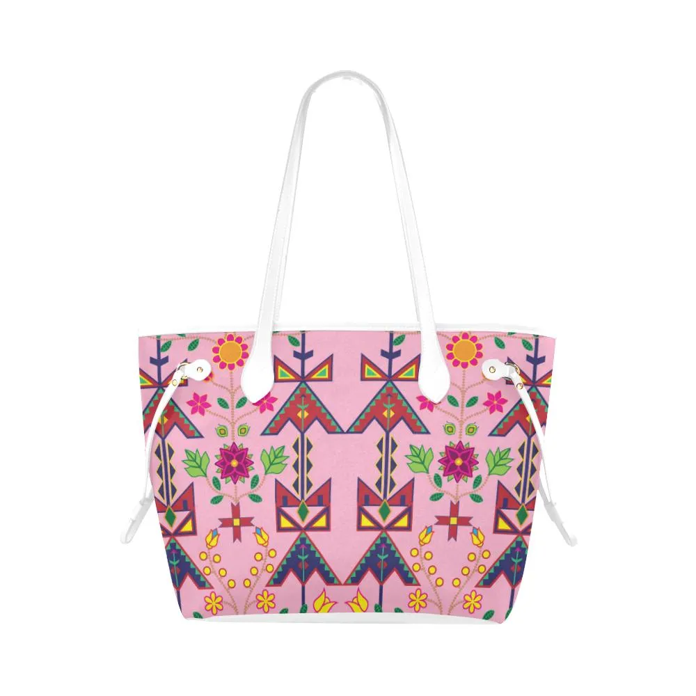 Geometric Floral Spring - Sunset Clover Canvas Tote Bag