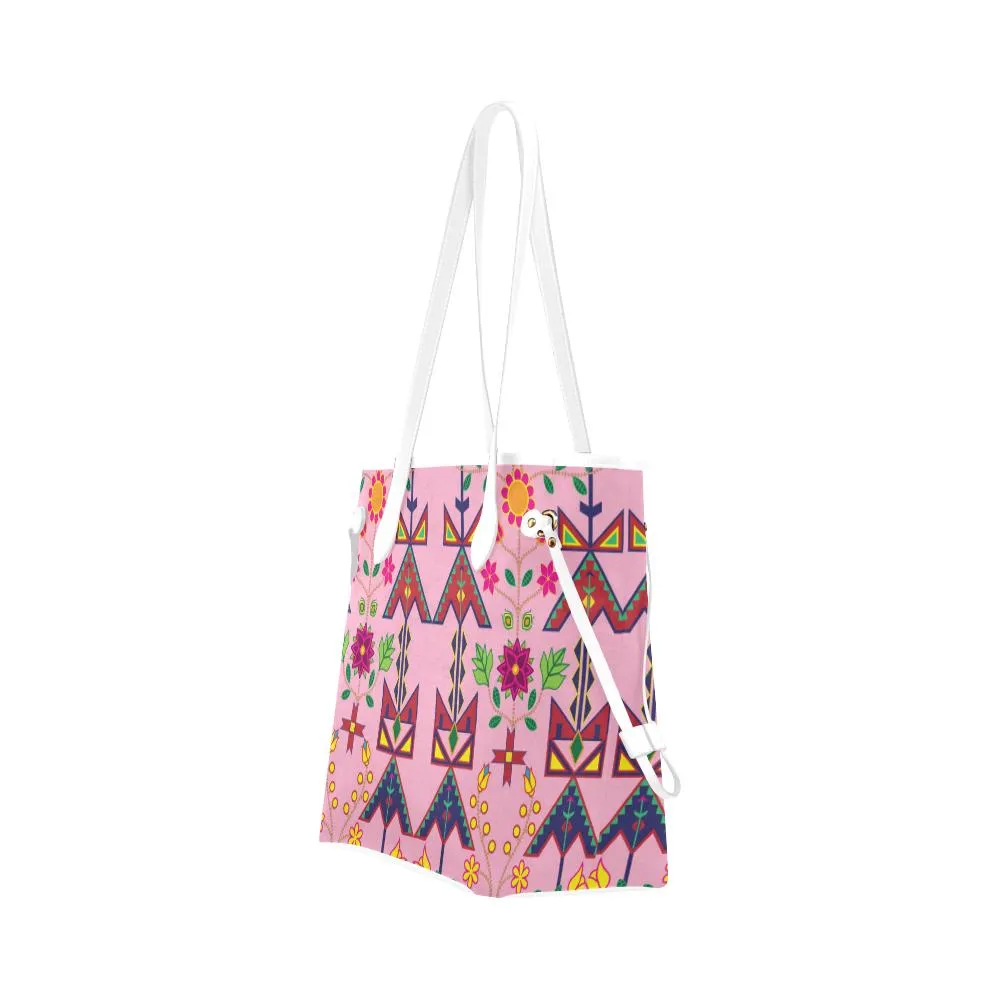 Geometric Floral Spring - Sunset Clover Canvas Tote Bag