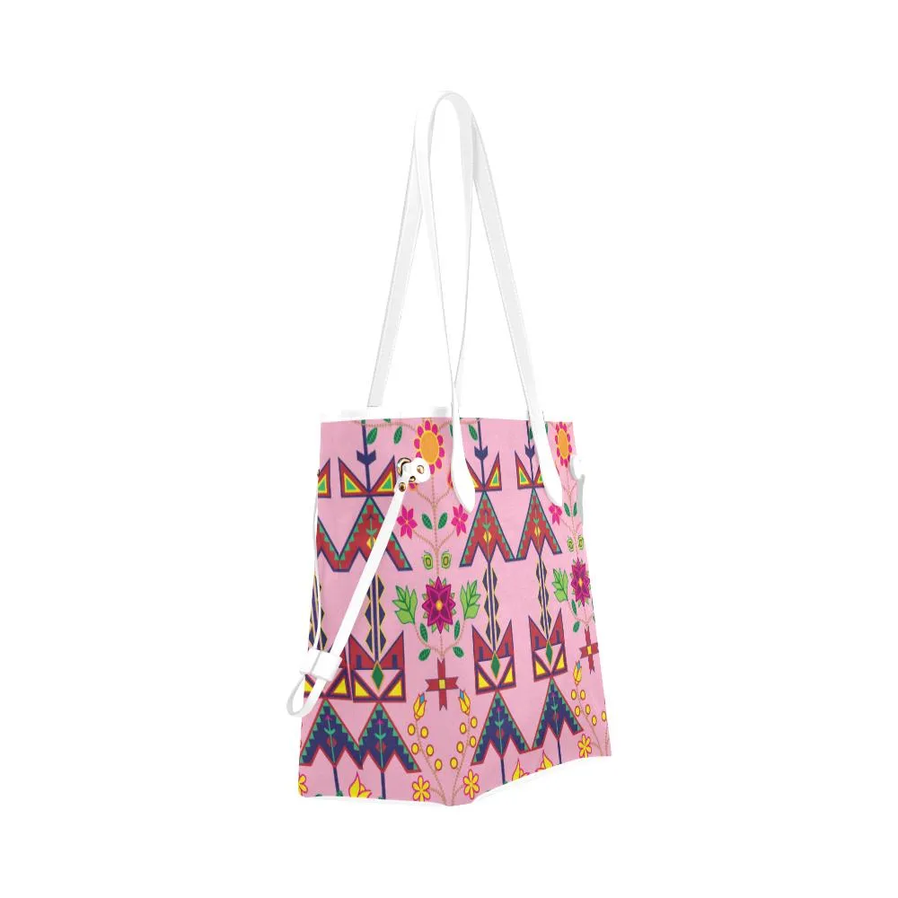 Geometric Floral Spring - Sunset Clover Canvas Tote Bag