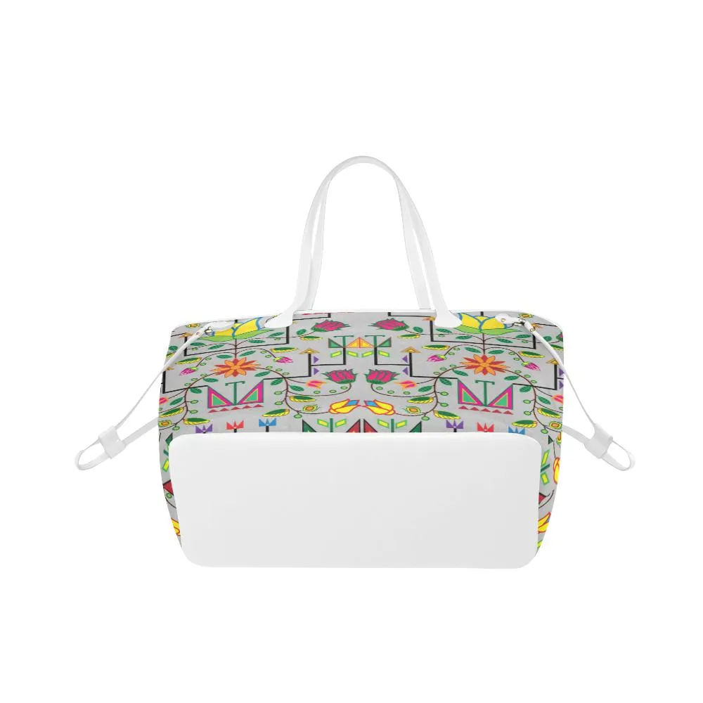 Geometric Floral Summer - Gray Clover Canvas Tote Bag