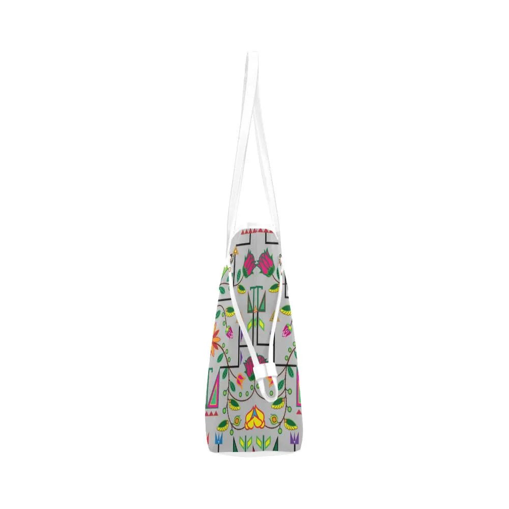 Geometric Floral Summer - Gray Clover Canvas Tote Bag