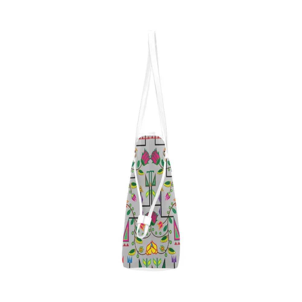 Geometric Floral Summer - Gray Clover Canvas Tote Bag