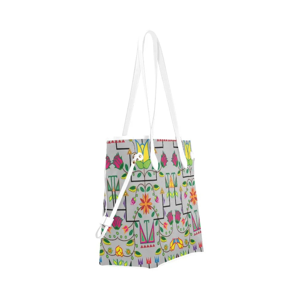 Geometric Floral Summer - Gray Clover Canvas Tote Bag