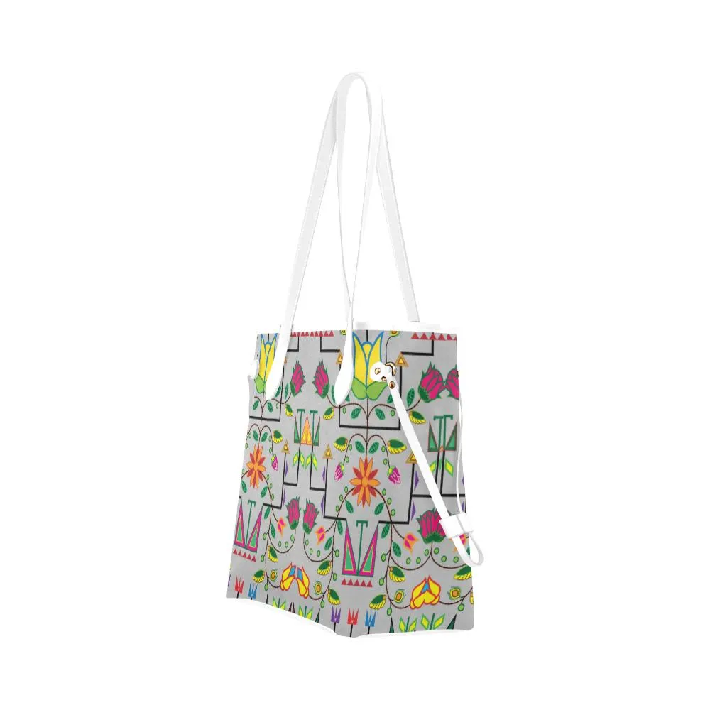 Geometric Floral Summer - Gray Clover Canvas Tote Bag