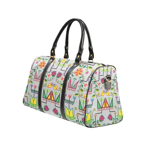 Geometric Floral Summer-Gray Waterproof Travel Bag