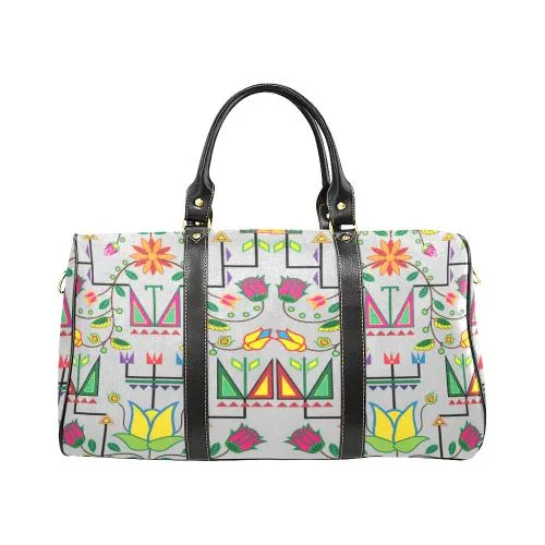 Geometric Floral Summer-Gray Waterproof Travel Bag