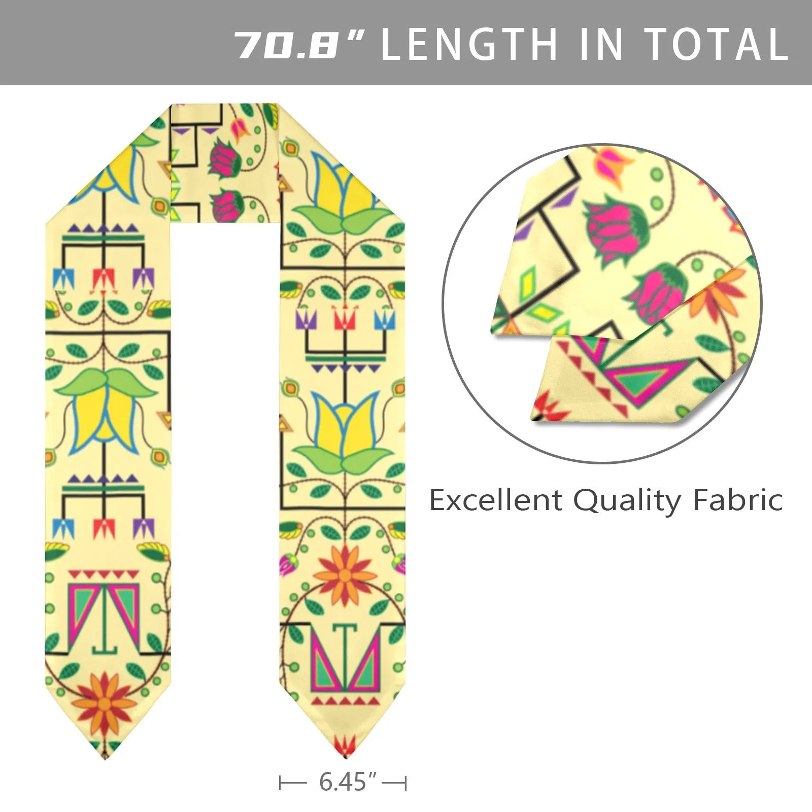 Geometric Floral Summer Vanilla Graduation Stole