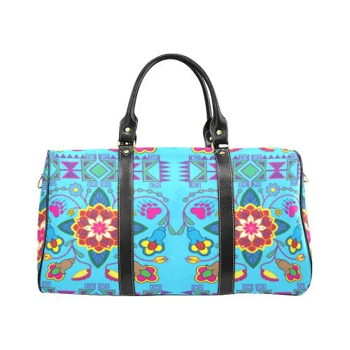 Geometric Floral Winter-Sky Blue Waterproof Travel Bag