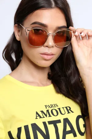 Gold Tinted Lens Gold Frame Sunglasses - Renley