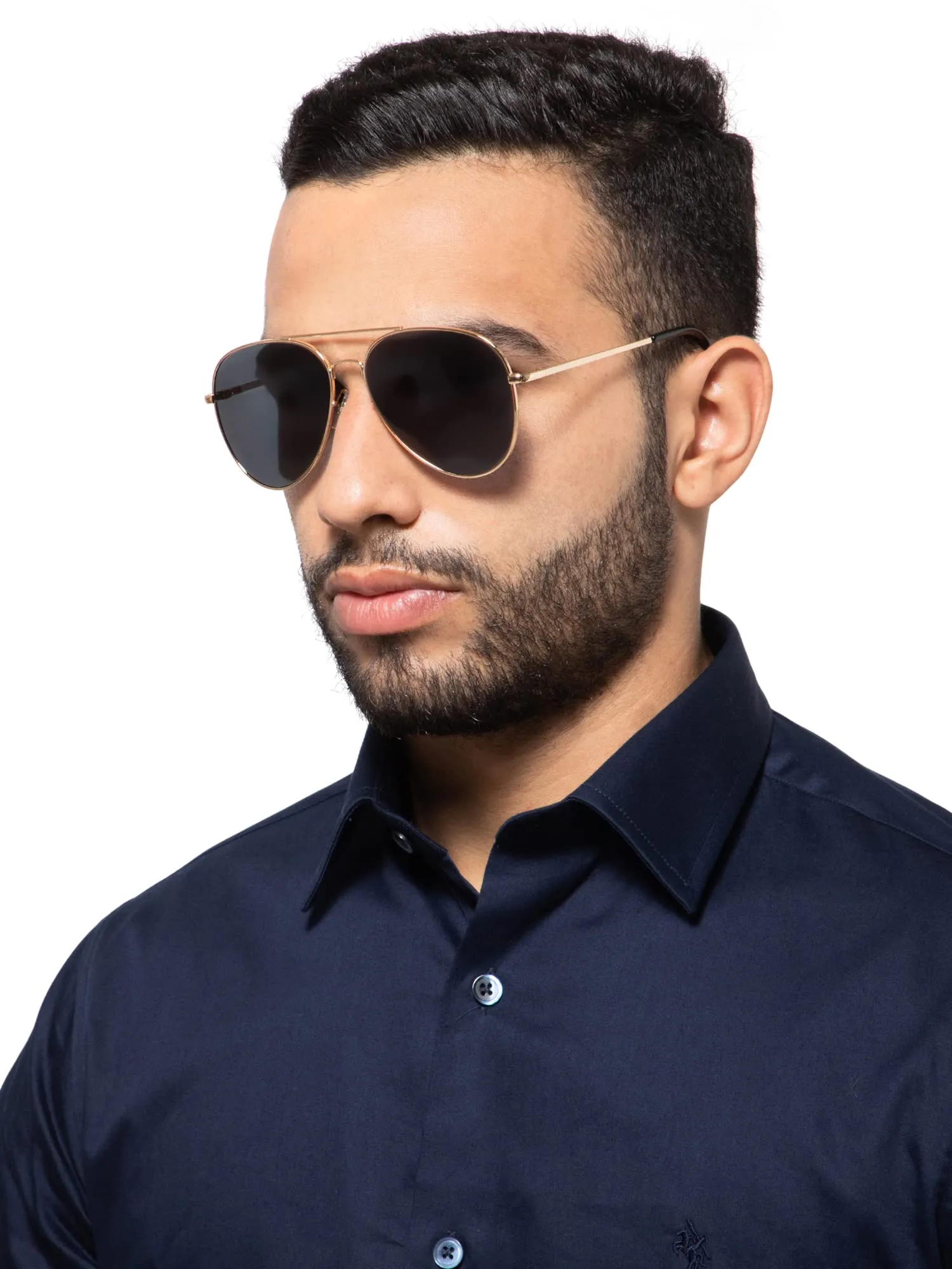 Intellilens | Branded Latest and Stylish Sunglasses | 100% UV Protected | Light Weight, Durable, Premium Looks | Men & Women | Black Lenses | Aviator | Medium