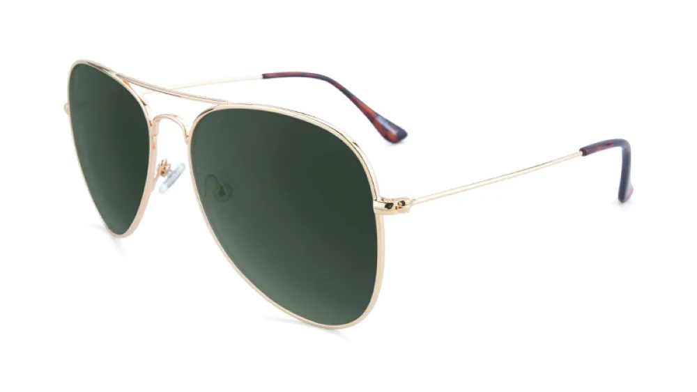 Knockaround Mile Highs Gold Metallic Frame - Aviator Green Lens - Polarized Sunglasses