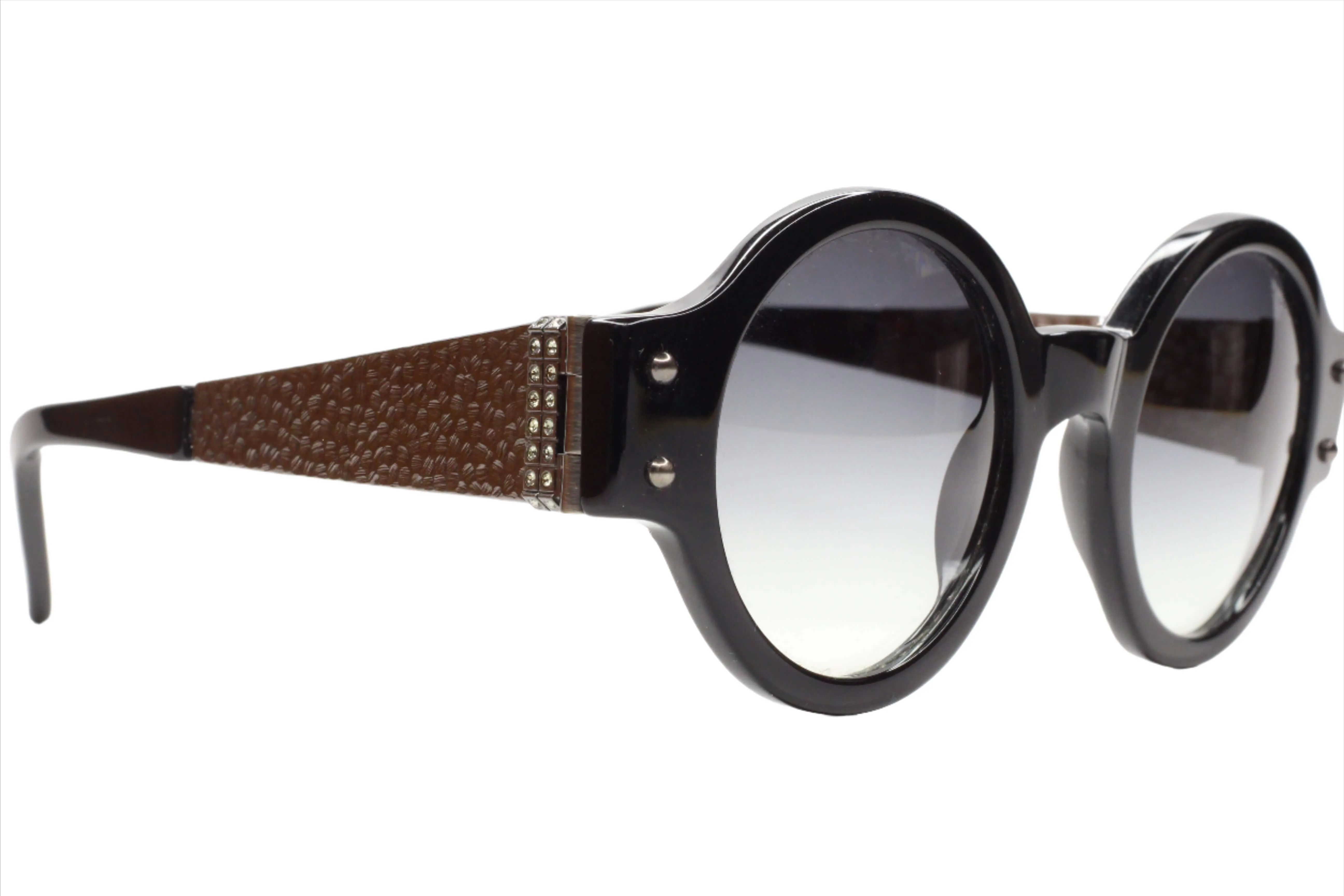 Lanvin SLN512S 700 Black Gray Stones Gradient Designer Sunglasses