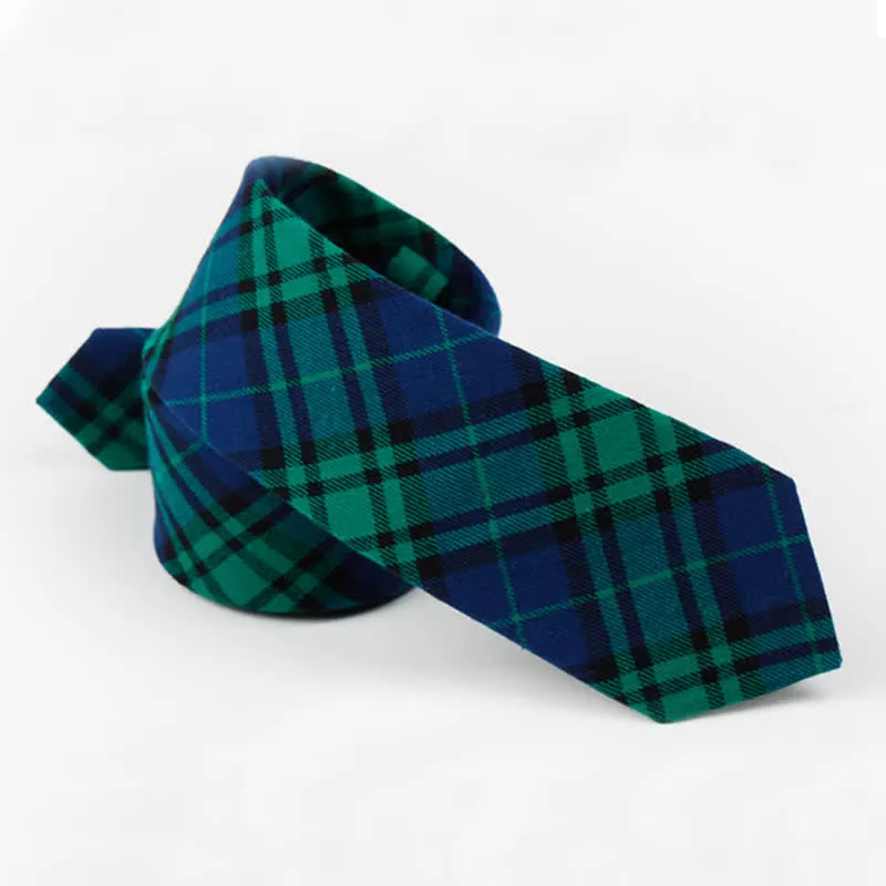 Men's Trendy Plaid Pattern Bow Tie Handkerchief Necktie