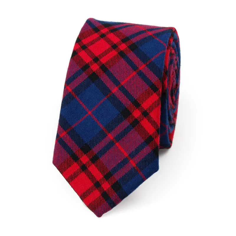 Men's Trendy Plaid Pattern Bow Tie Handkerchief Necktie